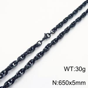 650x5mm Fashion and personalized Stainless Steel Polished Necklace Color Black - KN282156-Z