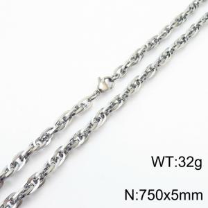 750x5mm Fashion and personalized Stainless Steel Polished Necklace Color Silver - KN282165-Z