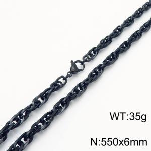 550x6mm Fashion and personalized Stainless Steel Polished Necklace Color Black - KN282175-Z