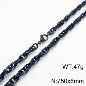 750x6mm Fashion and personalized Stainless Steel Polished Necklace Color Black - KN282179-Z
