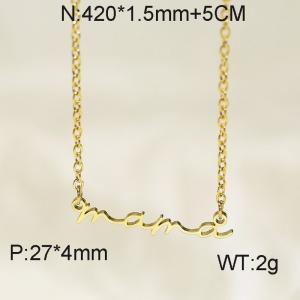 European and American fashion stainless steel 420x1.5mm thin O-shaped chain letter mama pendant Charming women's Mother's Day gift gold necklace - KN282197-KLX