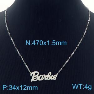 European and American fashion stainless steel 470x1.5mm thin O-chain splicing letter pendant jewelry charm silver necklace - KN282198-KLX