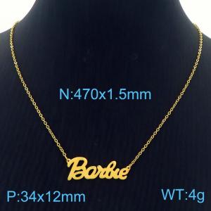 European and American fashion stainless steel 470x1.5mm thin O-chain splicing letter pendant jewelry charm gold necklace - KN282200-KLX