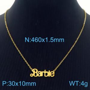 European and American fashion stainless steel 460x1.5mm thin O-chain splicing letter pendant jewelry charm gold necklace - KN282203-KLX