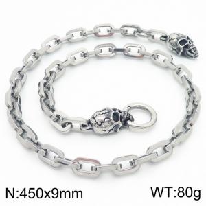 450mm Minimalist men's stainless steel skull necklace - KN282396-Z