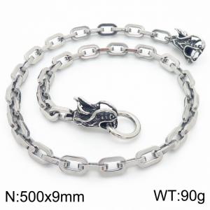 500mm Ethnic style stainless steel men's zodiac dragon head necklace - KN282401-Z