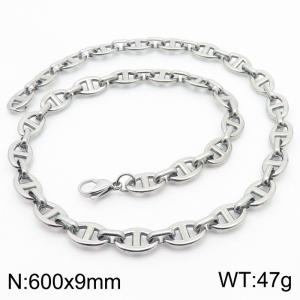600mm Simple Japanese shaped stainless steel lobster buckle men's and women's necklace - KN282407-Z