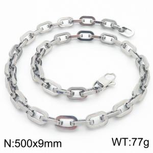 9mm500mm Stainless steel handmade square O-shaped chain necklace - KN282426-Z