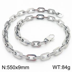 9mm550mm Stainless steel handmade square O-shaped chain necklace - KN282427-Z
