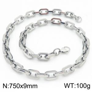 9mm750mm Stainless steel lobster buckle square O-shaped necklace - KN282438-Z