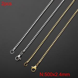 SS Gold-Plating Necklace - KN282563-Z