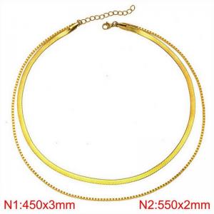 SS Gold-Plating Necklace - KN282576-Z