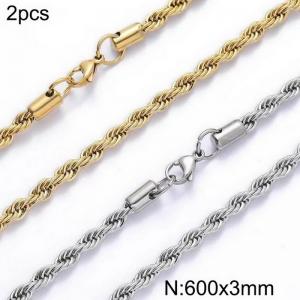 SS Gold-Plating Necklace - KN282623-Z