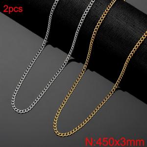 SS Gold-Plating Necklace - KN282645-Z
