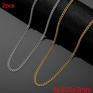SS Gold-Plating Necklace - KN282648-Z