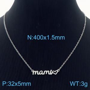 European and American fashion stainless steel creative mom English letter temperament silver necklace - KN282725-KLX