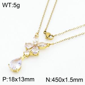 Stainless Steel Stone Necklace - KN282743-HJ