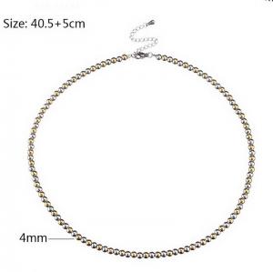 European and American fashion stainless steel 4mm steel ball creative design DIY handmade beaded mixed color necklace - KN282793-Z