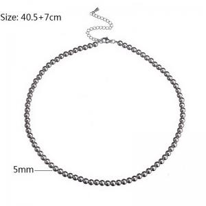 European and American fashion stainless steel 5mm steel ball creative design DIY handmade beaded silver necklace - KN282794-Z