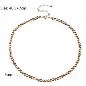 European and American fashion stainless steel 5mm steel ball creative design DIY handmade beaded gold necklace - KN282795-Z