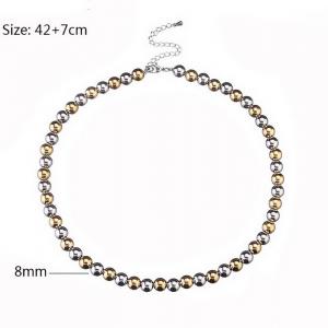 European and American fashion stainless steel 8mm steel ball creative design DIY handmade beaded mixed color necklace - KN282797-Z