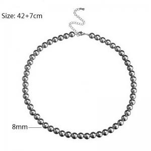 European and American fashion stainless steel 8mm steel ball creative design DIY handmade beaded silver necklace - KN282800-Z
