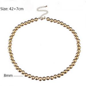 European and American fashion stainless steel 8mm steel ball creative design DIY handmade beaded gold necklace - KN282801-Z