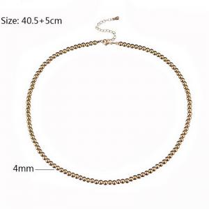 European and American fashion stainless steel 4mm steel ball creative design DIY handmade beaded gold necklace - KN282802-Z
