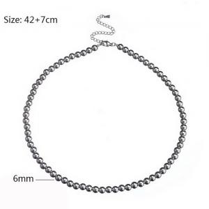 European and American fashion stainless steel 6mm steel ball creative design DIY handmade beaded silver necklace - KN282803-Z