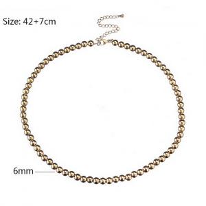 European and American fashion stainless steel 6mm steel ball creative design DIY handmade beaded gold necklace - KN282804-Z