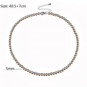 European and American fashion stainless steel 5mm steel ball creative design DIY handmade beaded mixed color necklace - KN282805-Z