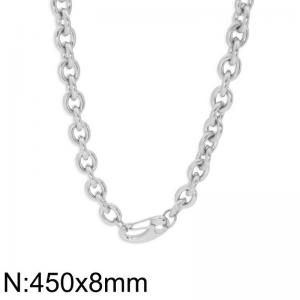 Simple and fashionable stainless steel 450 × 8mm O-shaped chain spring C-buckle temperament silver necklace - KN282809-Z