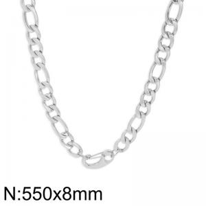 Simple and fashionable stainless steel 550 x 8mm 3：1 chain spring C-buckle temperament silver necklace - KN282826-Z