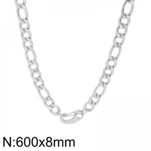 Simple and fashionable stainless steel 600 x 8mm 3：1 chain spring C-buckle temperament silver necklace - KN282827-Z