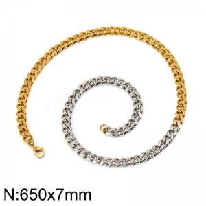 Special Design Double Color Cuban Chain Necklace for Men Women Polished Stainless Steel Trendy Jewelry - KN282839-Z