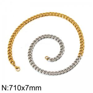 Special Design Double Color Cuban Chain Necklace for Men Women Polished Stainless Steel Trendy Jewelry - KN282840-Z