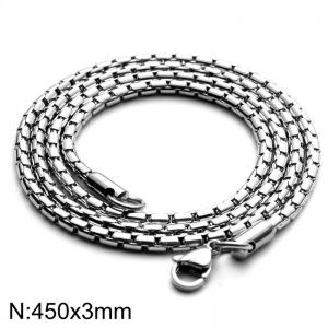3MM Stainless Steel Box Chain Necklace for Men Women Polished Trendy Jewelry - KN282841-Z