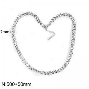 7MM Stainless Steel Figaro Chain Necklace for Men Women Simple Trend Jewelry - KN282856-Z