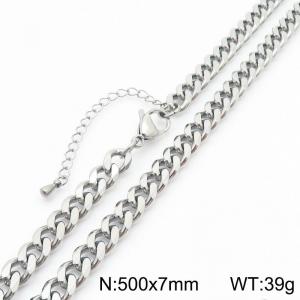 7MM Stainless Steel Figaro Chain Necklace for Men Women Simple Trend Jewelry - KN282856-Z