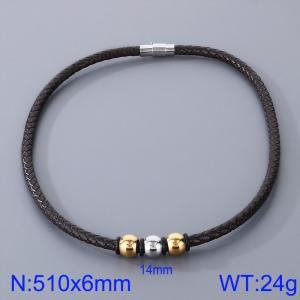Stainless Steel Leather Necklaces - KN282860-TXH
