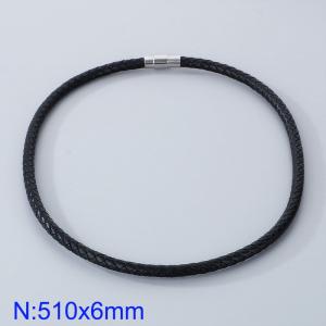 Stainless Steel Leather Necklaces - KN282871-TXH