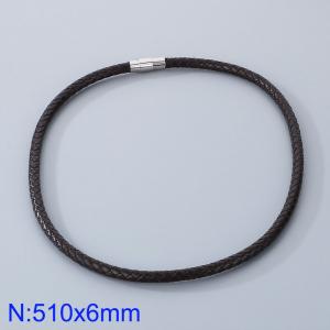Stainless Steel Leather Necklaces - KN282872-TXH