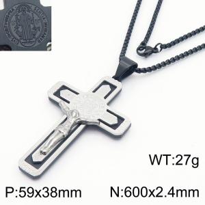 Stainless Steel Black-plating Necklace - KN283019-KL