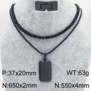 Stainless Steel Black-plating Necklace - KN283140-KFC