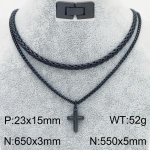 Stainless Steel Black-plating Necklace - KN283143-KFC