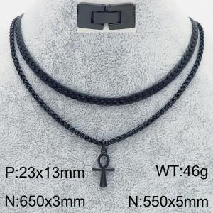Stainless Steel Black-plating Necklace - KN283145-KFC
