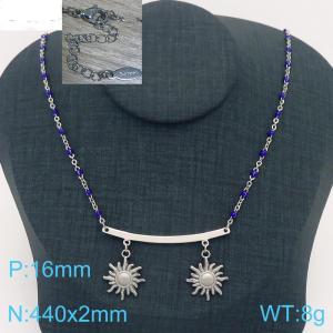 Fashionable and creative stainless steel bent pipe connected double star pendant necklace - KN283149-Z