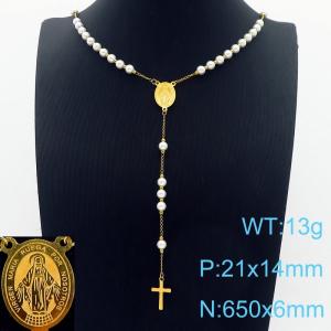 Stainless Steel Rosary Necklace - KN283258-YU