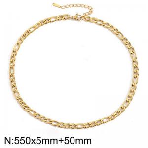 Simple and stylish stainless steel 5 * 550mm+50mm Figaro necklace - KN283296-Z