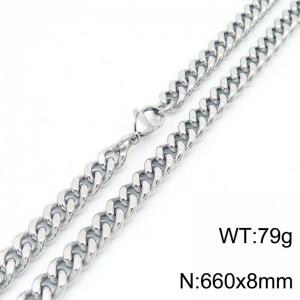 Double sided polished stainless steel necklace - KN283447-KFC